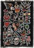 American Traditional Flash - Tattoo Design - Tapestry Throw Blanket Woven from Cotton - Made in The USA (50x60)