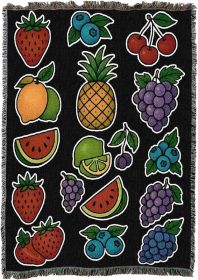 Fierce Blooms - Tattoo Design - Tapestry Throw Blanket Woven from Cotton - Made in The USA (50x60)