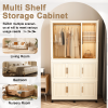 Portable Wardrobe Closet Storage Organizer for Clothes,Clothes Dresser,9 Magnetic Doors-9 Cubes & 1 Hanging Rod,6 pcs hangers