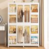 Portable Wardrobe Closet Storage Organizer for Clothes,Clothes Dresser,12 Magnetic Doors-12 Cubes & 2 Hanging Rod,16 pcs hangers