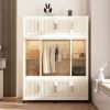 Portable Wardrobe Closet Storage Organizer for Clothes,Clothes Dresser,12 Magnetic Doors-12 Cubes & 1 Hanging Rod,6 pcs hangers