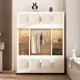 Portable Wardrobe Closet Storage Organizer for Clothes,Clothes Dresser,12 Magnetic Doors-12 Cubes & 1 Hanging Rod,6 pcs hangers