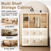 Portable Wardrobe Closet Storage Organizer for Clothes,Clothes Dresser,12 Magnetic Doors-12 Cubes & 1 Hanging Rod,6 pcs hangers