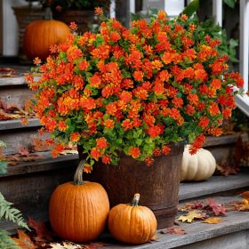 Artificial Autumn Outdoor Flowers, Simulated Chrysanthemums - 12 Bundles of UV-Resistant, Fade-Resistant Artificial Plastic Plants for Garden, Porch