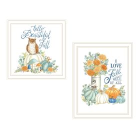 Trendy Decor 4U 2- Piece Vignette I Love Fall Most of All White Framed Wall Art for Living Room, Bedroom Wall Art Print for Home Decor by Deb Str