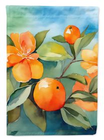 Florida Orange Blossom in Watercolor House Flag Large Porch Sleeve Pole Decorative Outside Yard Banner Artwork Wall Hanging, Polyester, House Size