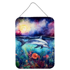 NEW Dolphin Wall or Door Hanging Prints Aluminum Metal Sign Kitchen Wall Bar Bathroom Plaque Home Decor Front Door Plaque, 12x16, Multicolor
