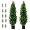 Artificial Cedar Topiary Tree, 48 inch Tall (2 Pieces), with Extra Leaves & Pot Faux Evergreen Fake Pine Cypress Trees Plant