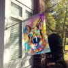 German Shepherd Hippie Dawg House Flag Large Porch Sleeve Pole Decorative Outside Yard Banner Artwork Wall Hanging, Polyester, House Size, Multicolor