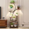 Plant Stand Indoor with Grow Lights - 62" Tall Plant Shelf, Lighted Corner Plant Stands for Indoor Growing, 8 Tiered Large Flower Holder