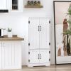 Kitchen Pantry Cabinet Storage. Floor Storage Cabinet, Cupboard Organizer with Adjustable Shelves and 4-Doors, White