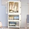 Portable Wardrobe Closet Storage Organizer for Clothes,Clothes Dresser, Magnetic Doors with 4 Cubes & Hanging Rod,10 pcs hangers