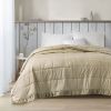 Oversized Down Alternative Blanket with Satin Trim Taupe King