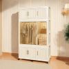 Portable Wardrobe Closet Storage Organizer for Clothes,Clothes Dresser,9 Magnetic Doors-9 Cubes & 1 Hanging Rod,6 pcs hangers