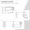 55" Corner Computer Desk, 360Â° Rotating L-Shaped Desk, Home Office Workstation with 3-Tier Shelves, Bookshelf, White